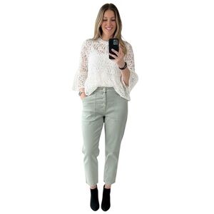 Pistola Light Green Button-Fly Cropped Jeans Size 32